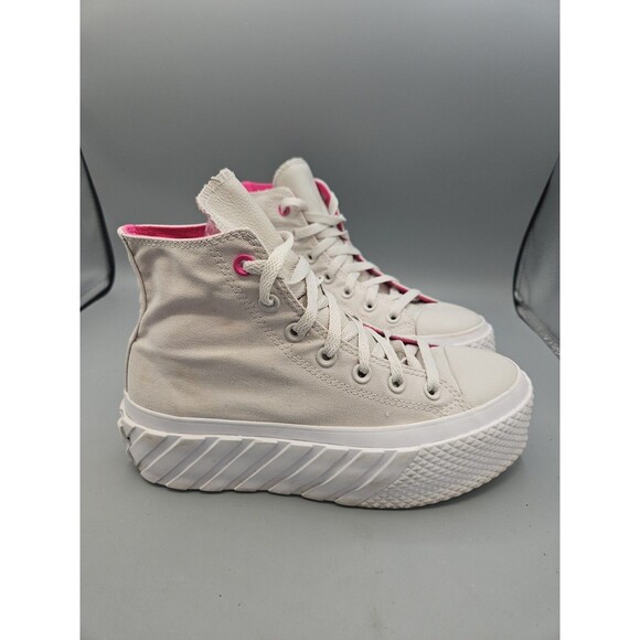 Women 7 Converse CTAS Surface Fusion Pale Putty Lift 2X Platform Sneaker Chucks - Picture 2 of 10